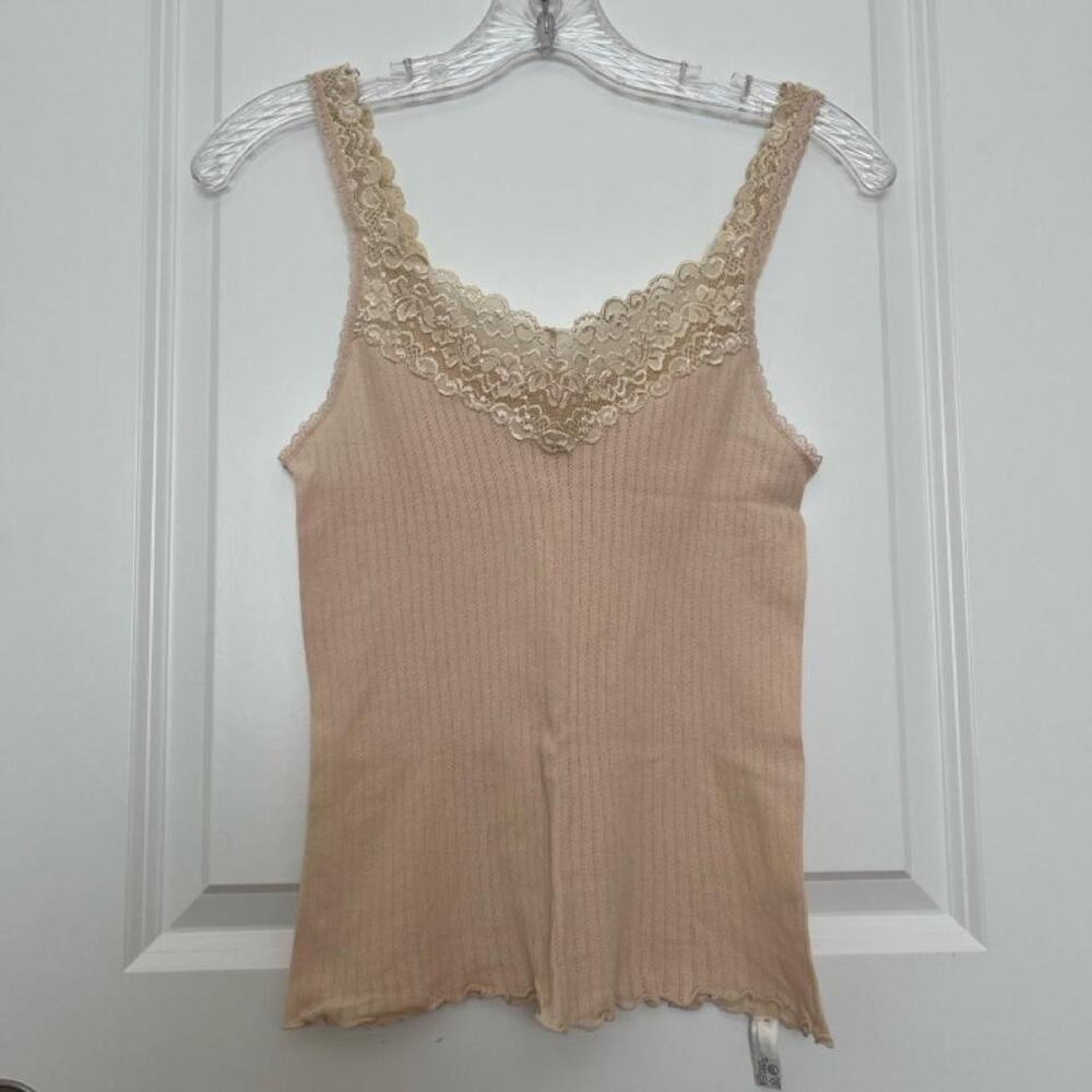 Venus Tan Lace Cotton Tank Top